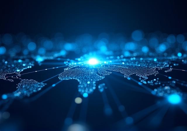 Abstract representation of digital connectivity and business evolution